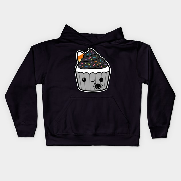 Spoopy Kawaii Cute Halloween Cupcake Kids Hoodie by Wanderer Bat